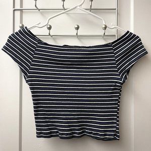 Brandy Melville Navy Striped "Ellery" Crop Top